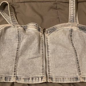 Wild Fable Denim Zip Up Crop Top
